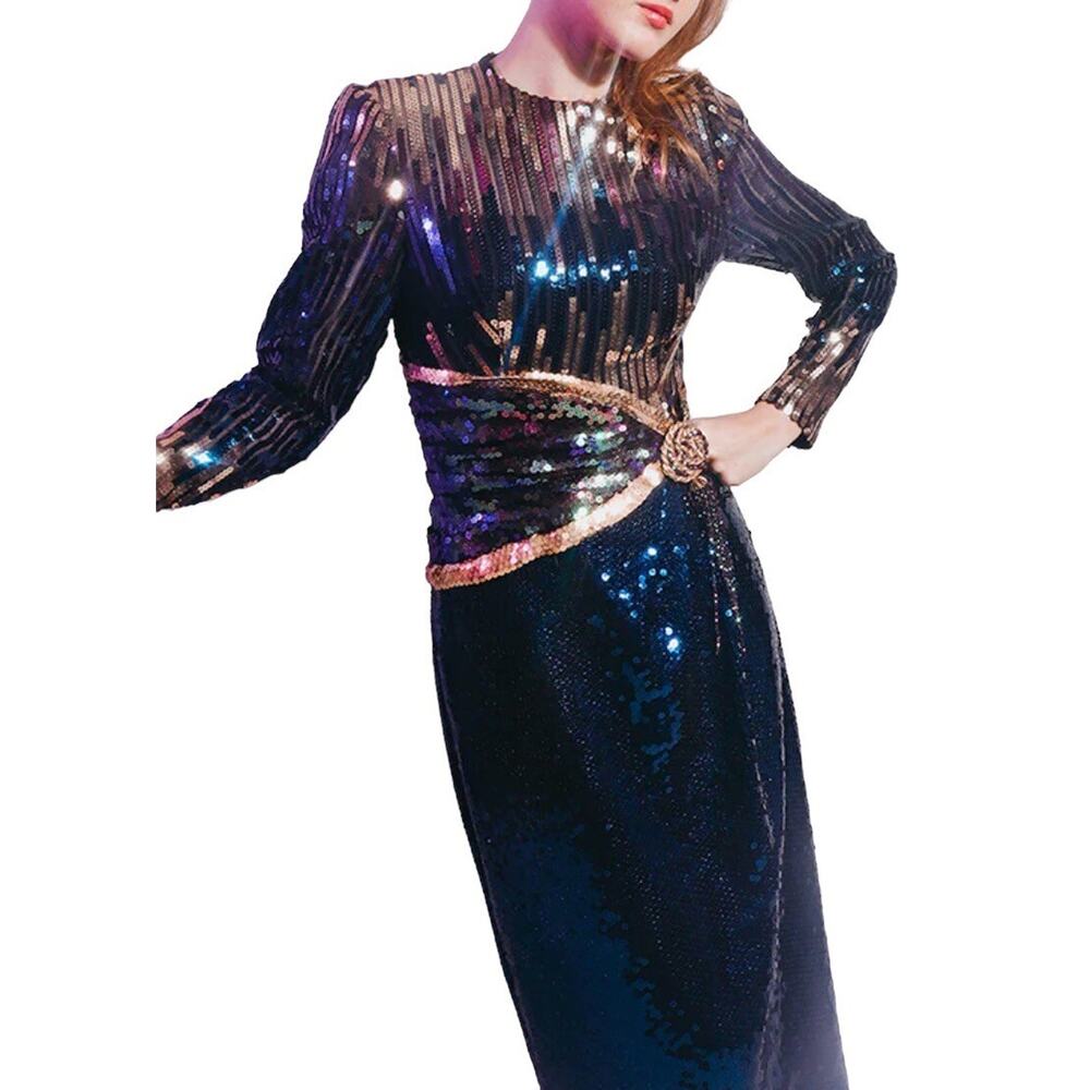 Sequin Maxi Sheath Column Dress Gown Long